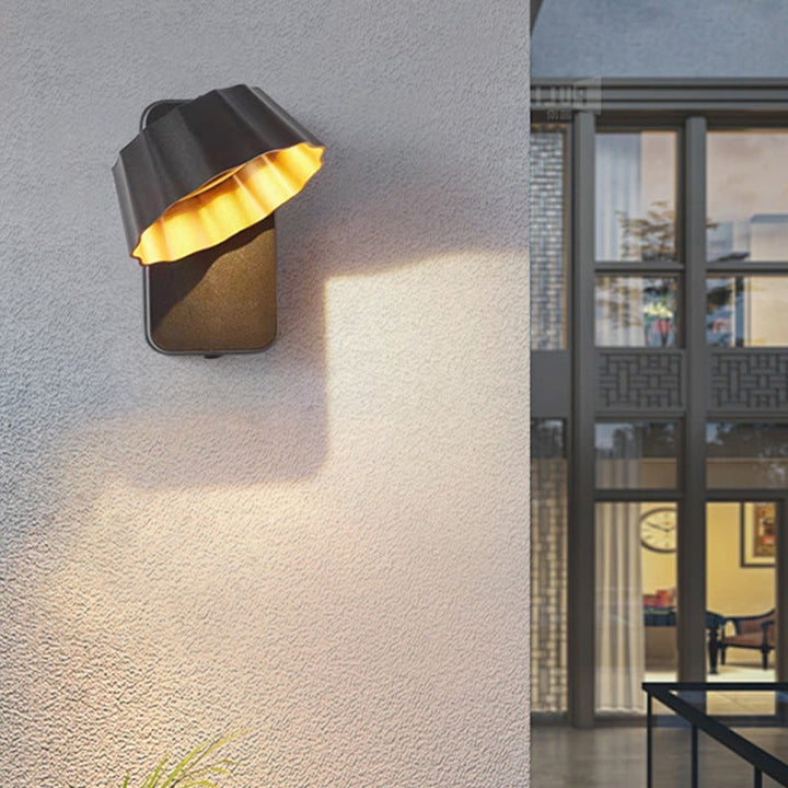 Samtidig Industriell Aluminium Folderet Rund Skjerm LED Utendørs Vanntett Vegglampe For Hage | Skanto