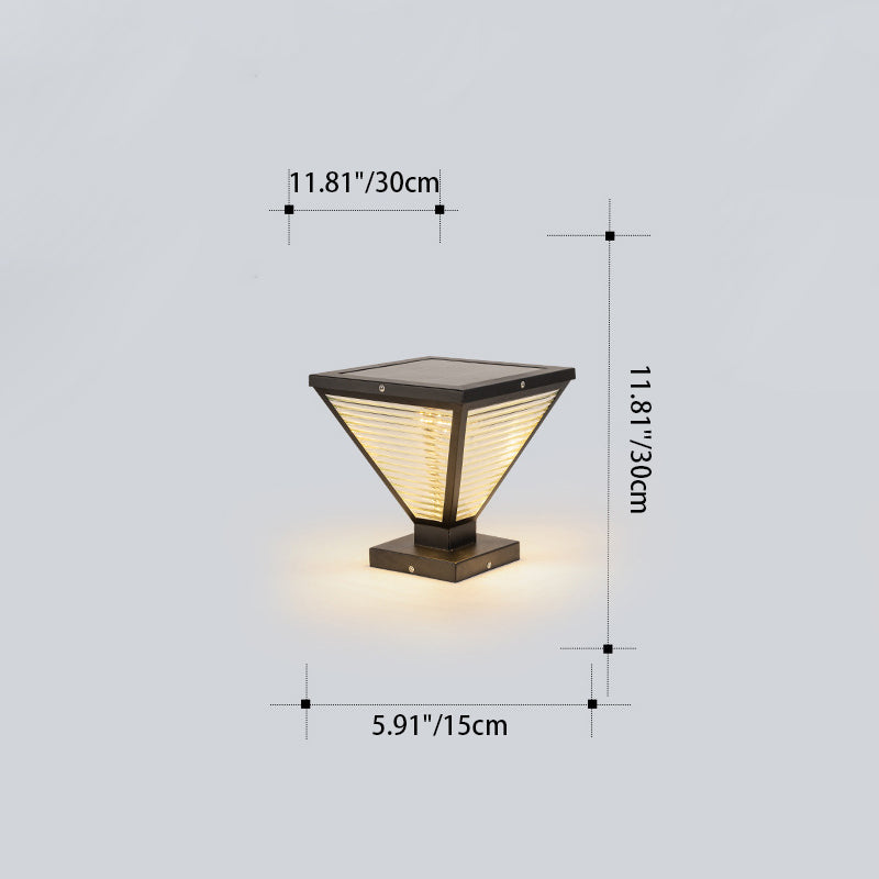 Moderne Minimalistisk Solvannslippende Firkantet Prismatic Rustfritt Stål Glass LED Utendørs Lys For Terrasse | Skanto