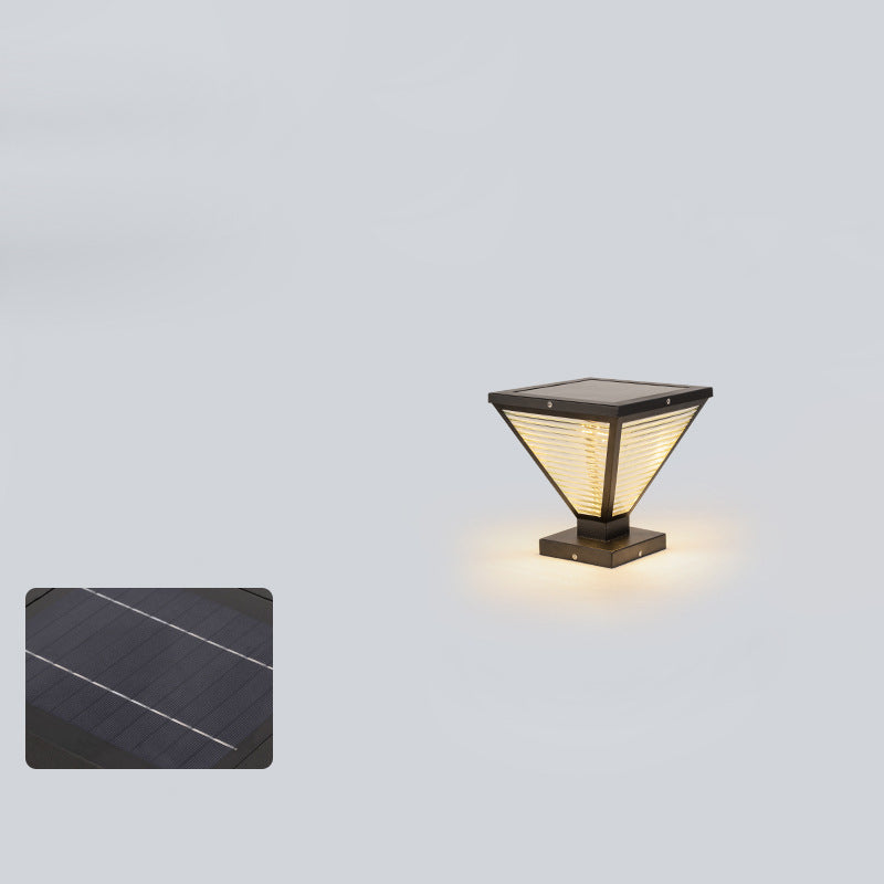 Moderne Minimalistisk Solvannslippende Firkantet Prismatic Rustfritt Stål Glass LED Utendørs Lys For Terrasse | Skanto