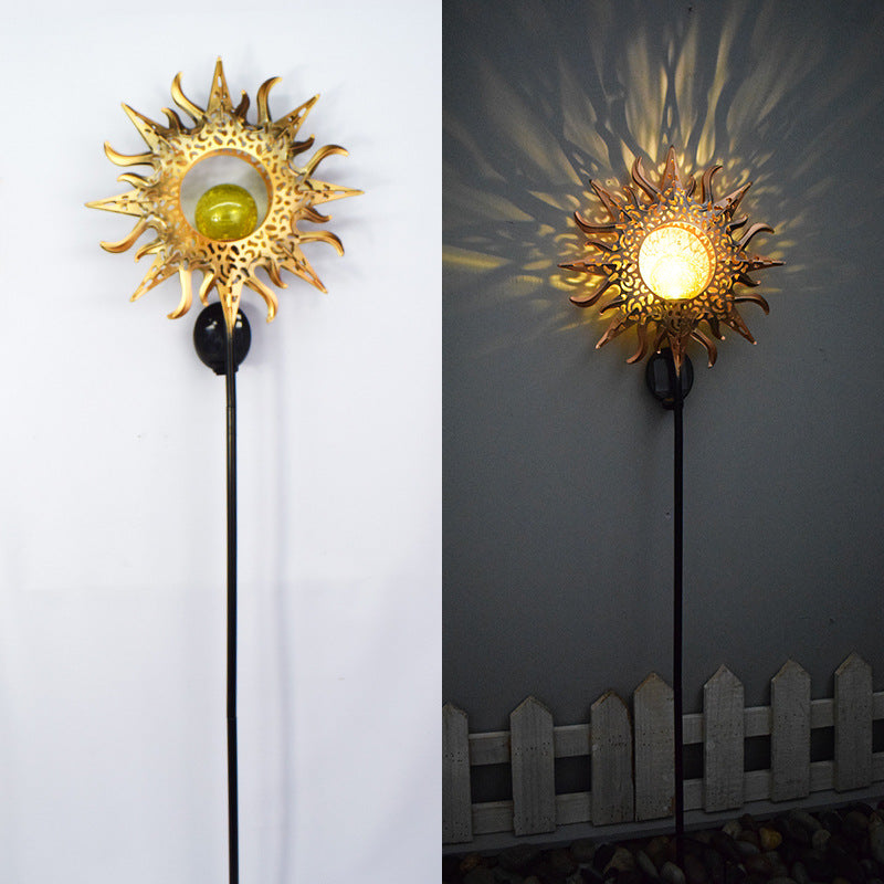 Moderne Art Deco Sol Vanntett Bakken Plugg Stjerne Sol Måne Jern Glass LED Utendørs Lys For Hage | Skanto