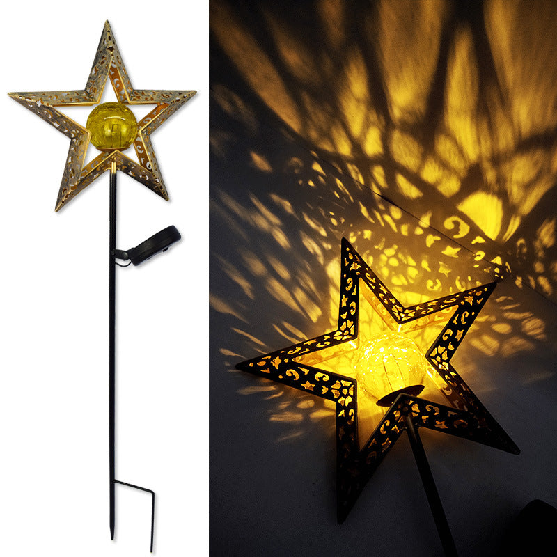 Moderne Art Deco Sol Vanntett Bakken Plugg Stjerne Sol Måne Jern Glass LED Utendørs Lys For Hage | Skanto