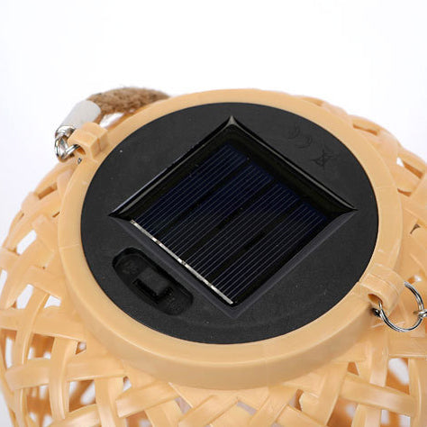 Moderne Art Deco Sol Vannbestandig Imitert Rattan Vevet Lantern Sylinderisk Plast LED Utendørs Lys For Hage | Skanto