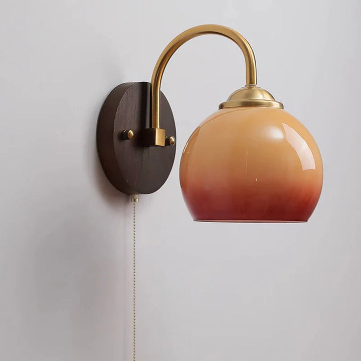Skanto | Moderne Mid-Century Krem Rund Oval Ask Tre Glass 1-Lys Vegglampe for Soverom