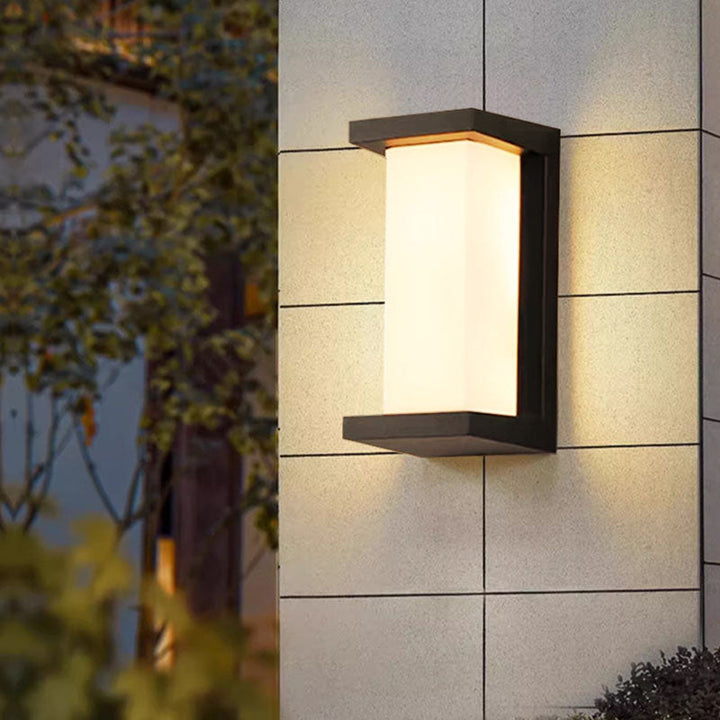 Moderne minimalistiske vanntette rektangulære ovale PC aluminium LED vegglampe til utendørsbruk | Skanto