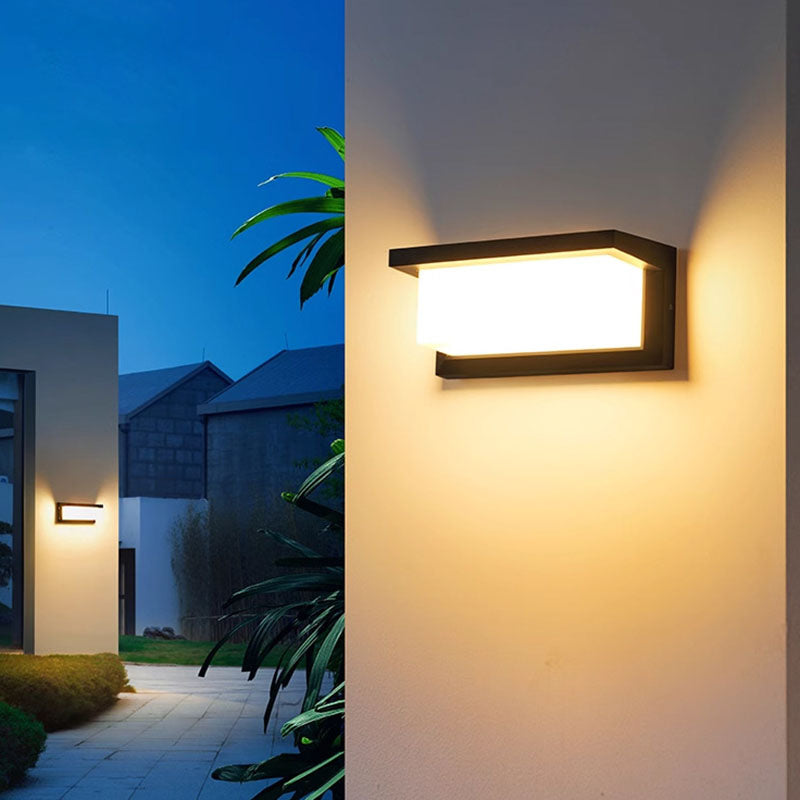 Moderne minimalistiske vanntette rektangulære ovale PC aluminium LED vegglampe til utendørsbruk | Skanto