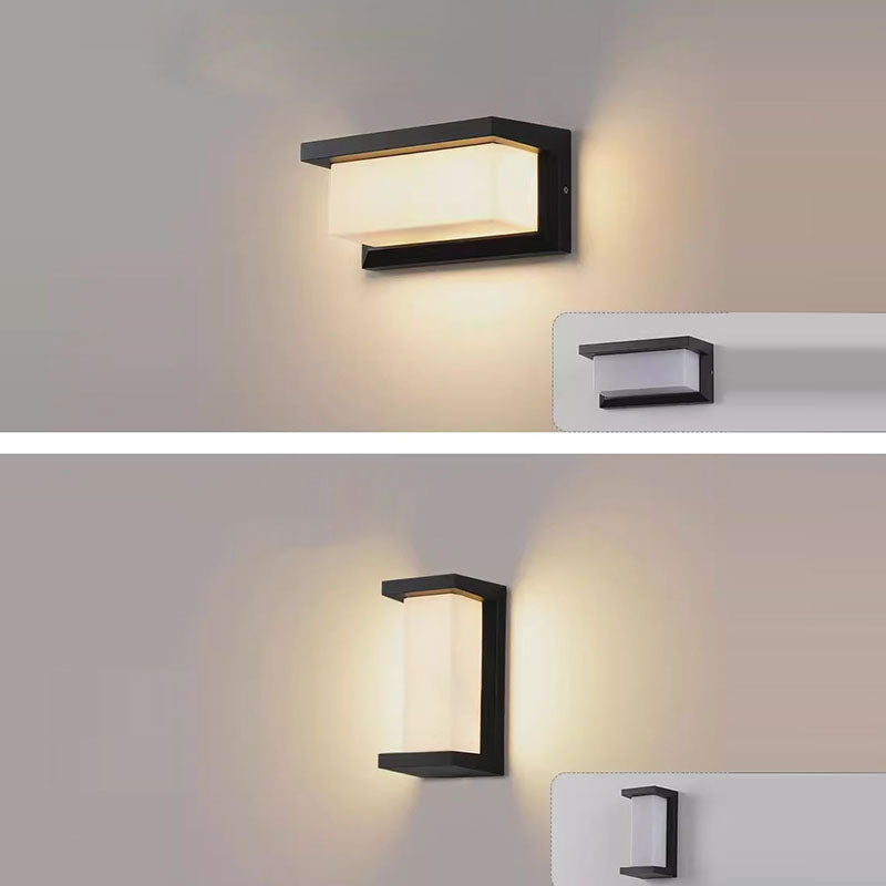 Moderne minimalistiske vanntette rektangulære ovale PC aluminium LED vegglampe til utendørsbruk | Skanto