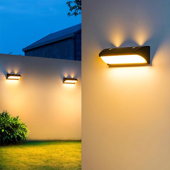 Moderne minimalistiske vanntette rektangulære ovale PC aluminium LED vegglampe til utendørsbruk | Skanto