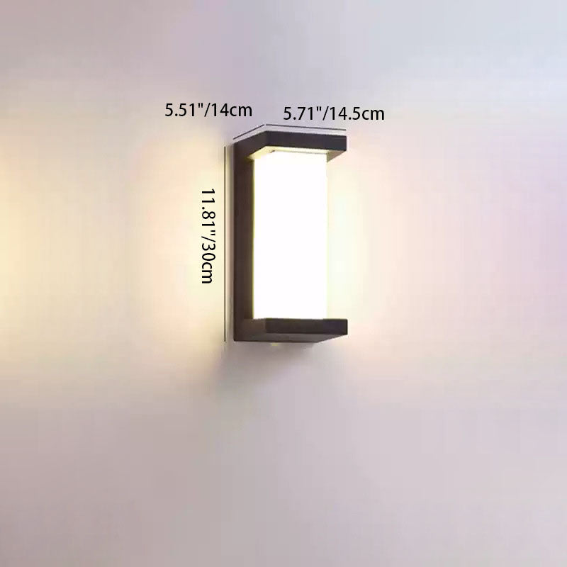 Moderne minimalistiske vanntette rektangulære ovale PC aluminium LED vegglampe til utendørsbruk | Skanto