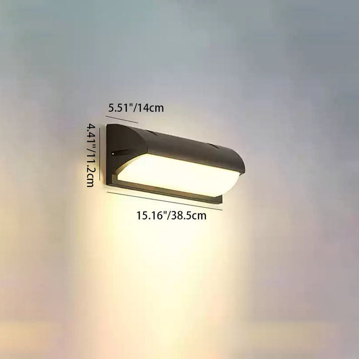 Moderne minimalistiske vanntette rektangulære ovale PC aluminium LED vegglampe til utendørsbruk | Skanto