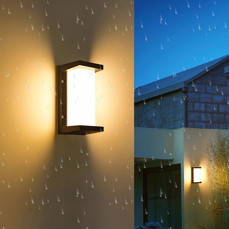 Moderne minimalistiske vanntette rektangulære ovale PC aluminium LED vegglampe til utendørsbruk | Skanto