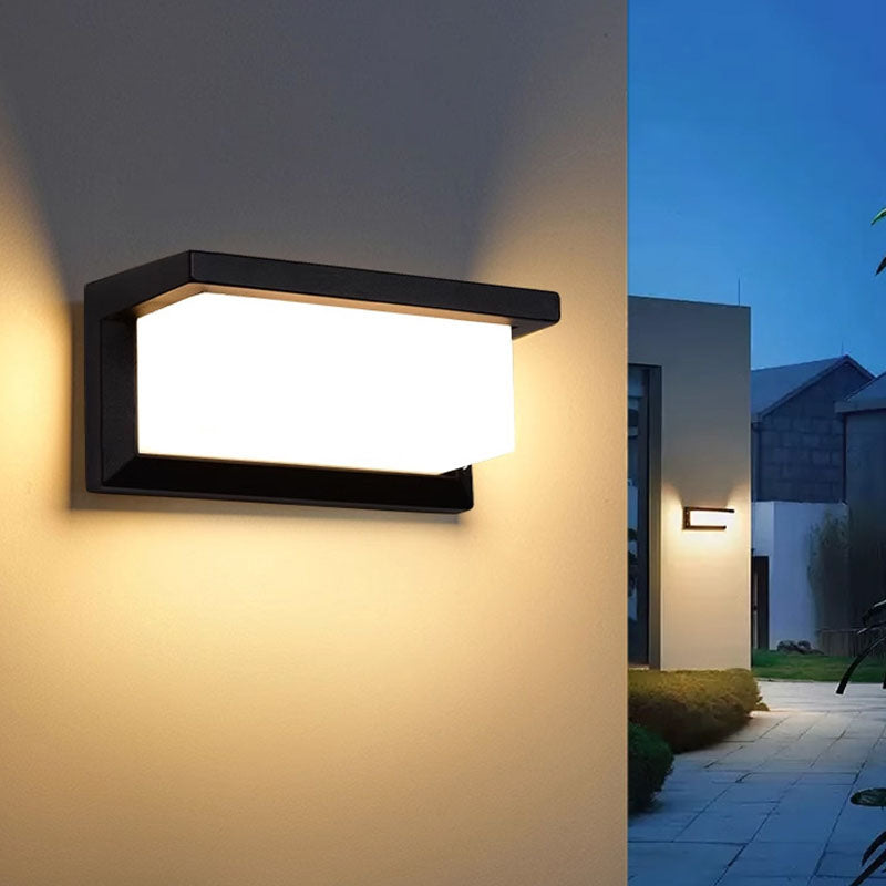 Moderne minimalistiske vanntette rektangulære ovale PC aluminium LED vegglampe til utendørsbruk | Skanto