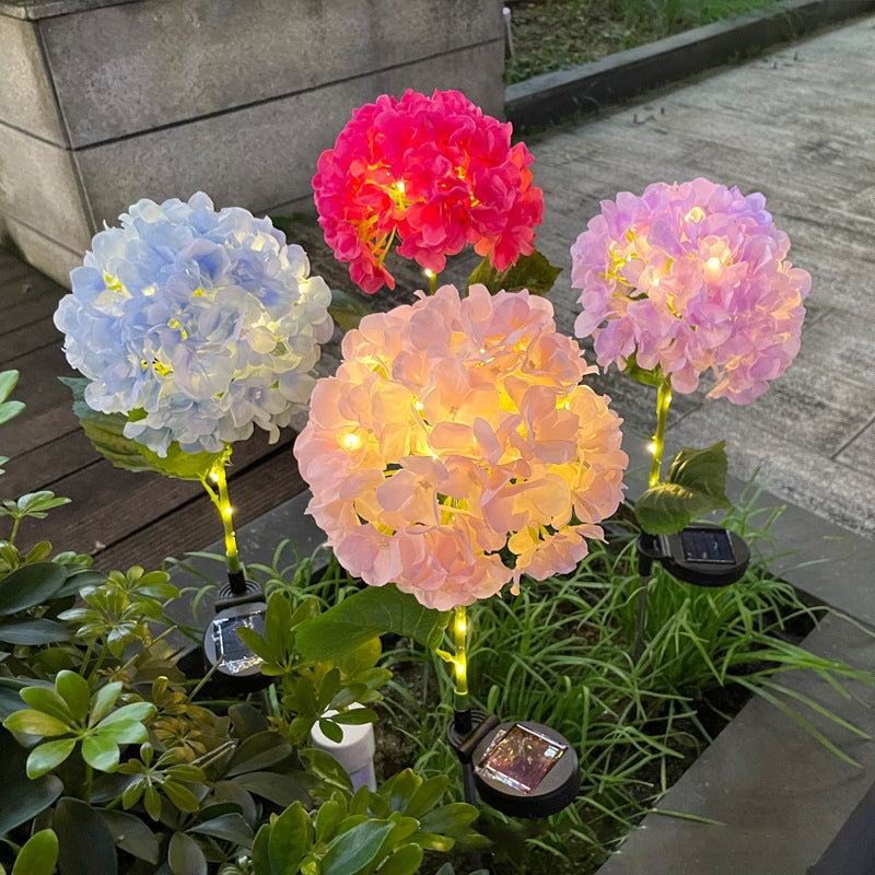 Samtidig Kreativ Sol Vanntett Hortensia Rund PVC Rustfritt Stål LED Utendørslys For Hage | Skanto
