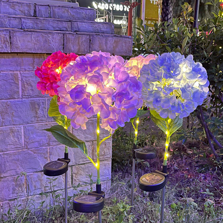 Samtidig Kreativ Sol Vanntett Hortensia Rund PVC Rustfritt Stål LED Utendørslys For Hage | Skanto