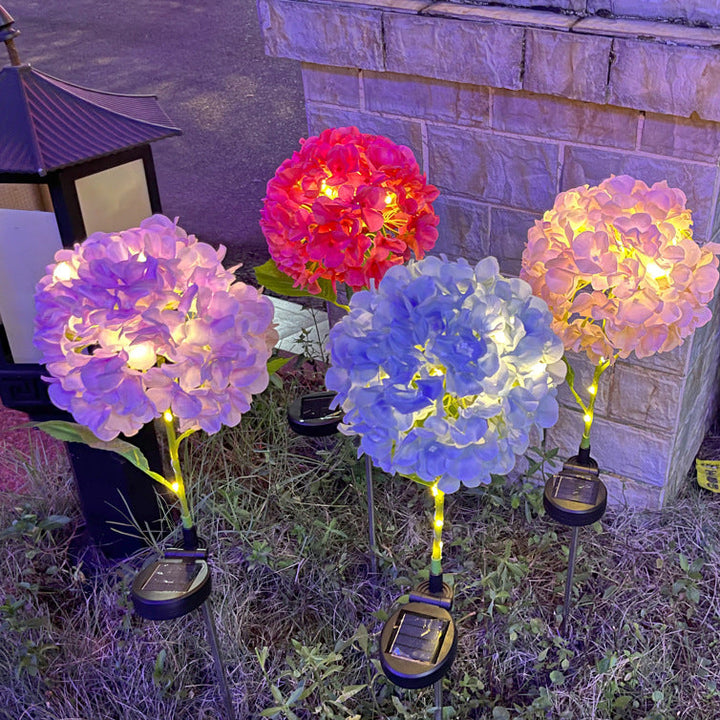 Samtidig Kreativ Sol Vanntett Hortensia Rund PVC Rustfritt Stål LED Utendørslys For Hage | Skanto
