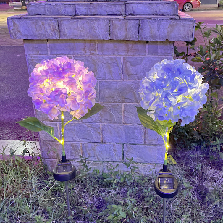 Samtidig Kreativ Sol Vanntett Hortensia Rund PVC Rustfritt Stål LED Utendørslys For Hage | Skanto
