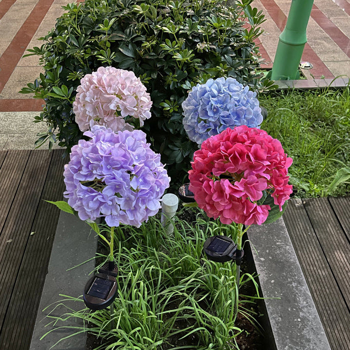 Samtidig Kreativ Sol Vanntett Hortensia Rund PVC Rustfritt Stål LED Utendørslys For Hage | Skanto