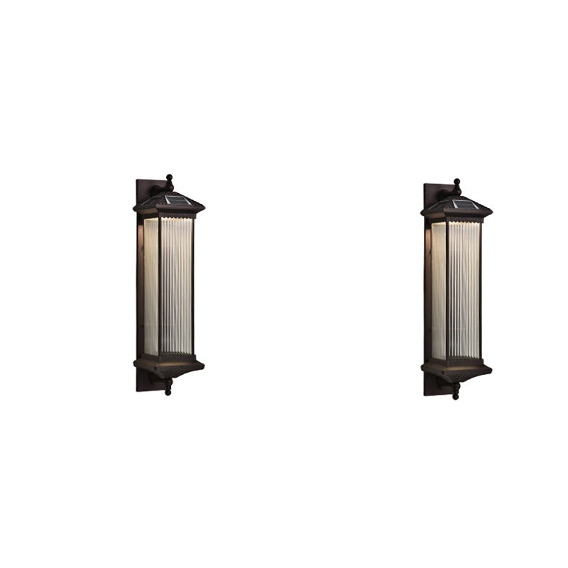 Tradisjonell kinesisk vanntett rektangulær glassmetall 1-lampe vegglampe for utendørs patio | Skanto