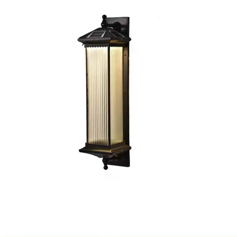 Tradisjonell kinesisk vanntett rektangulær glassmetall 1-lampe vegglampe for utendørs patio | Skanto