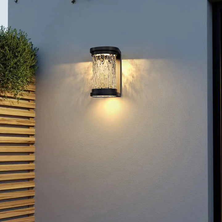 Moderne Luksus Vanntett Sylinder Rustfritt Stål Krystall LED Vegglampe For Utendørs Patio | Skanto