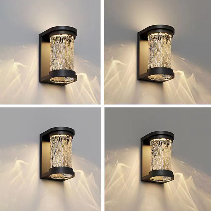 Moderne Luksus Vanntett Sylinder Rustfritt Stål Krystall LED Vegglampe For Utendørs Patio | Skanto