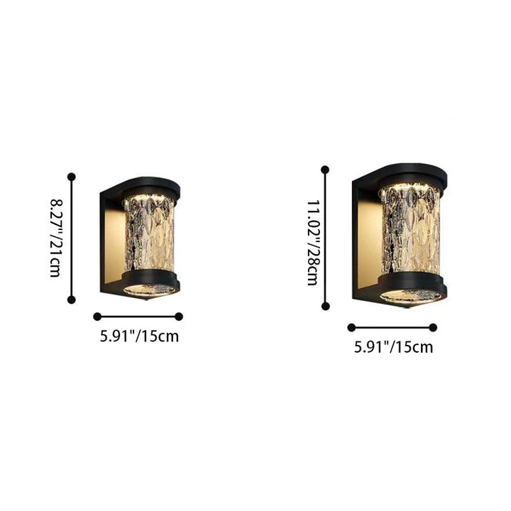 Moderne Luksus Vanntett Sylinder Rustfritt Stål Krystall LED Vegglampe For Utendørs Patio | Skanto