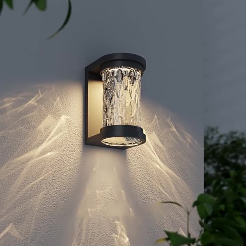Moderne Luksus Vanntett Sylinder Rustfritt Stål Krystall LED Vegglampe For Utendørs Patio | Skanto