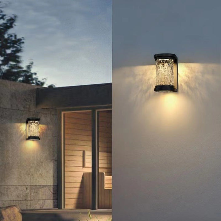 Moderne Luksus Vanntett Sylinder Rustfritt Stål Krystall LED Vegglampe For Utendørs Patio | Skanto