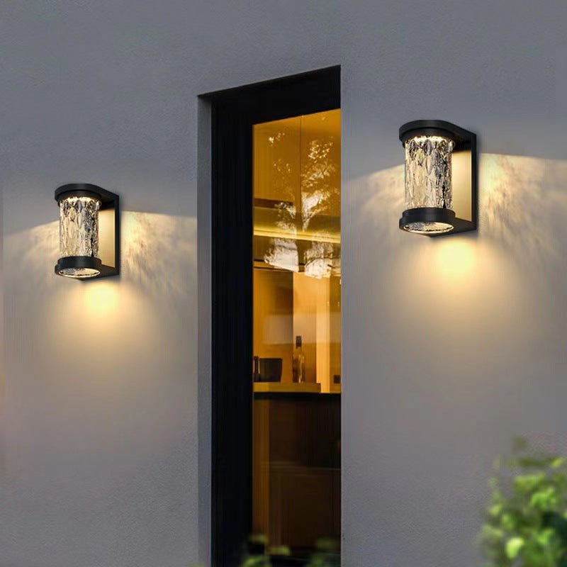 Moderne Luksus Vanntett Sylinder Rustfritt Stål Krystall LED Vegglampe For Utendørs Patio | Skanto