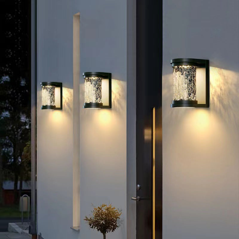 Moderne Luksus Vanntett Sylinder Rustfritt Stål Krystall LED Vegglampe For Utendørs Patio | Skanto