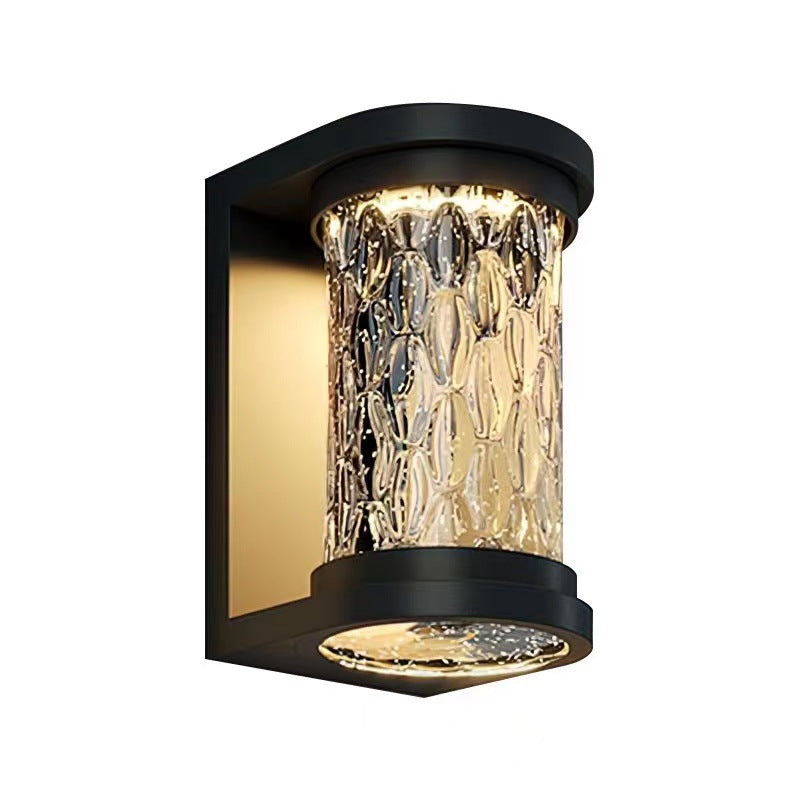 Moderne Luksus Vanntett Sylinder Rustfritt Stål Krystall LED Vegglampe For Utendørs Patio | Skanto