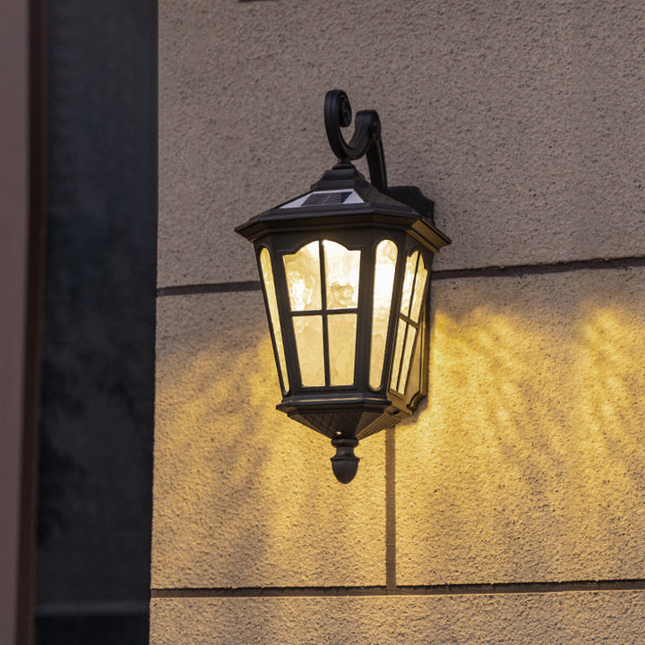 Tradisjonell europeisk lanterne vanntett aluminium glass 1-lys vegglampe for utendørs patio | Skanto