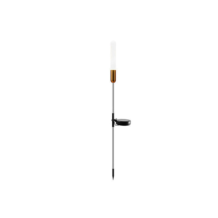 Vanntett solcelledrevet sylinderlampe laget av akryl, aluminium, rustfritt stål og ABS med LED-belysning for utendørs bruk og hagedesign.
