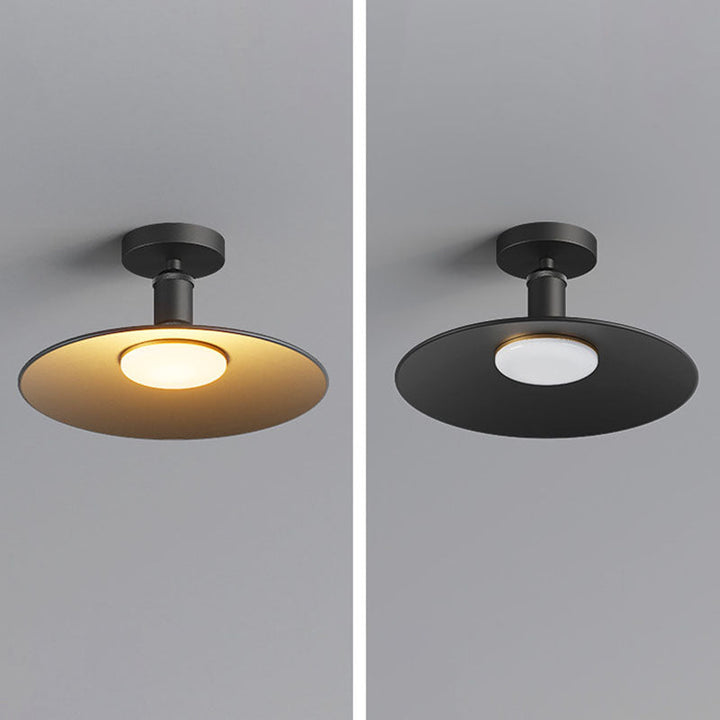 Moderne Industrielle Vanntette Aluminium Rund 1-Lys Semi-Flush Taklampe For Utendørs Patio | Skanto