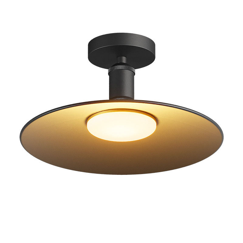 Moderne Industrielle Vanntette Aluminium Rund 1-Lys Semi-Flush Taklampe For Utendørs Patio | Skanto