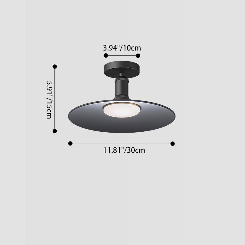 Moderne Industrielle Vanntette Aluminium Rund 1-Lys Semi-Flush Taklampe For Utendørs Patio | Skanto