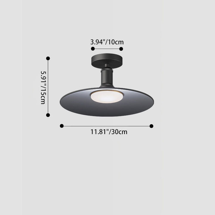 Moderne Industrielle Vanntette Aluminium Rund 1-Lys Semi-Flush Taklampe For Utendørs Patio | Skanto