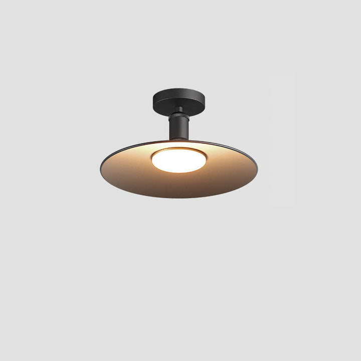Moderne Industrielle Vanntette Aluminium Rund 1-Lys Semi-Flush Taklampe For Utendørs Patio | Skanto