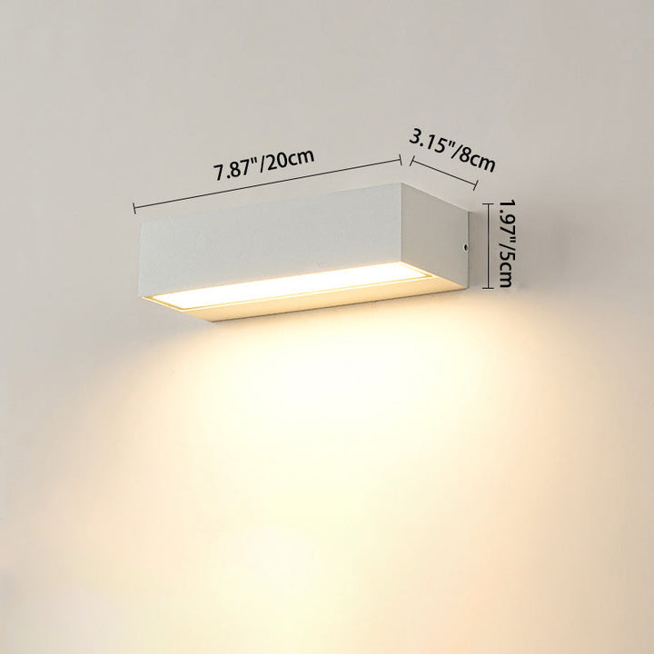 Rektangulær, vanntett LED-vegglampe av aluminium for hagen