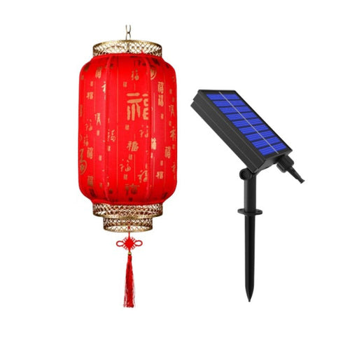 Tradisjonell kinesisk lanterne sol PVC jern LED pendellampe utendørs lys for utendørs uteplass | Skanto