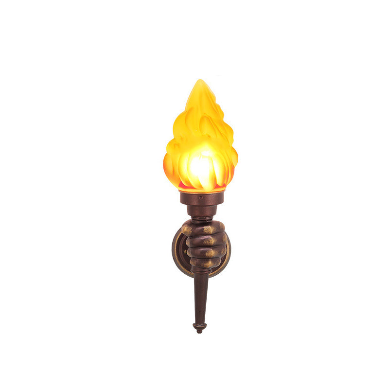 Tradisjonell Vintage Fakelbærer Form Glass Aluminium 1-Lys Vegglampe For Utendørs Patio | Skanto
