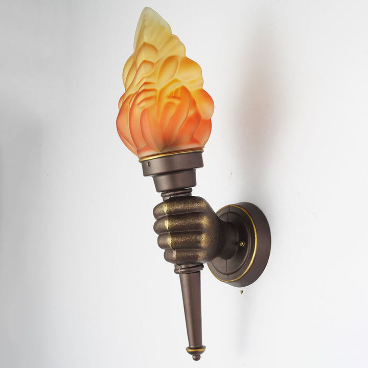 Tradisjonell Vintage Fakelbærer Form Glass Aluminium 1-Lys Vegglampe For Utendørs Patio | Skanto