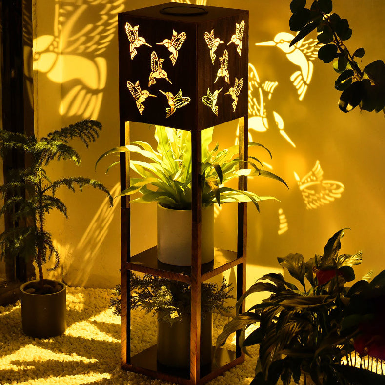 Moderne Minimalistisk Rektangel Sommerfugl Kolibri Gulvflue Jern LED Utendørs Lys For Hage | Skanto