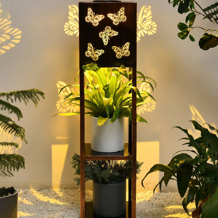 Moderne Minimalistisk Rektangel Sommerfugl Kolibri Gulvflue Jern LED Utendørs Lys For Hage | Skanto