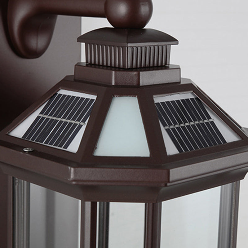 Tradisjonell Vintage Oktagonal Firkantet Vanntett Glass Aluminium 1-Lykt Vegglampe For Utendørs Terrasse | Skanto