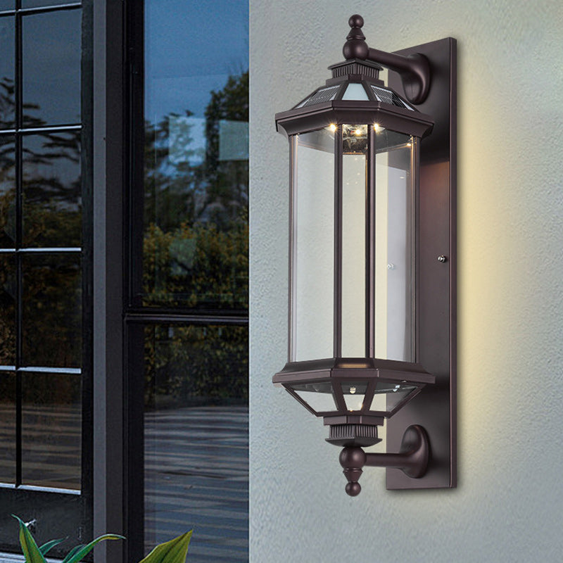 Tradisjonell Vintage Oktagonal Firkantet Vanntett Glass Aluminium 1-Lykt Vegglampe For Utendørs Terrasse | Skanto