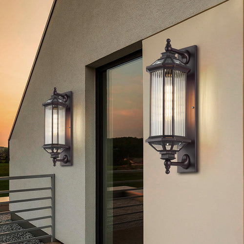 Tradisjonell Vintage Oktagonal Firkantet Vanntett Glass Aluminium 1-Lykt Vegglampe For Utendørs Terrasse | Skanto