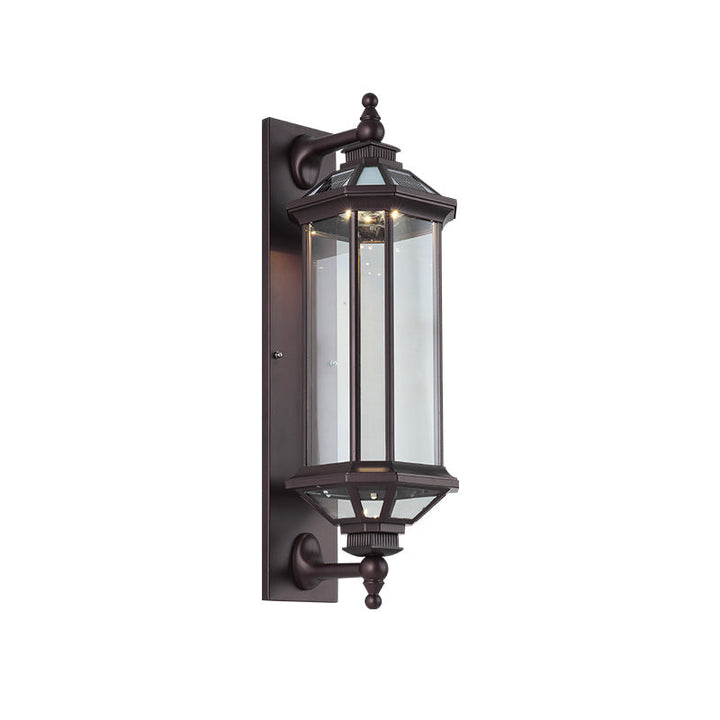 Tradisjonell Vintage Oktagonal Firkantet Vanntett Glass Aluminium 1-Lykt Vegglampe For Utendørs Terrasse | Skanto