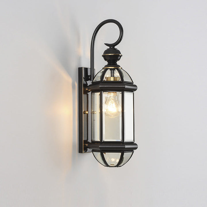 Tradisjonell Vintage Rund Sylinder Glass Kobber 1-Lys Vegglampe For Hage | Skanto