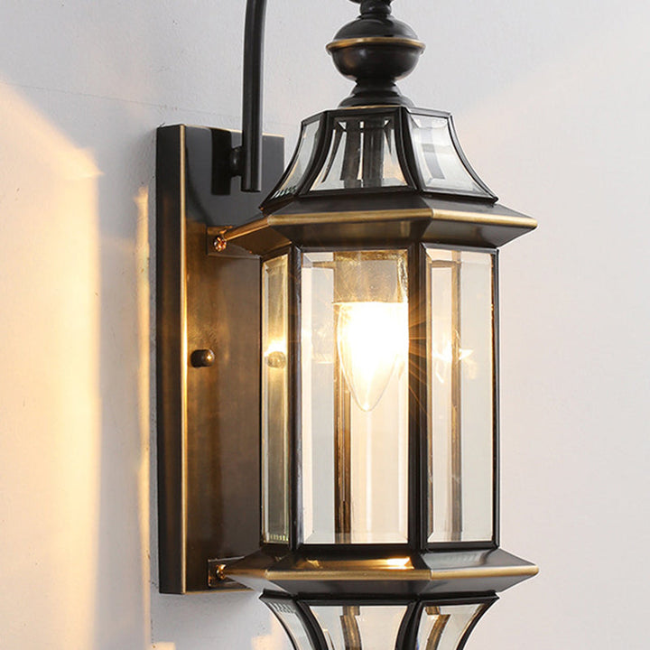 Tradisjonell Vintage Rund Sylinder Glass Kobber 1-Lys Vegglampe For Hage | Skanto