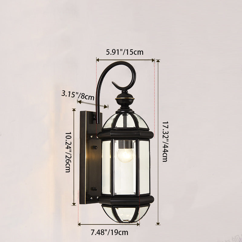 Tradisjonell Vintage Rund Sylinder Glass Kobber 1-Lys Vegglampe For Hage | Skanto